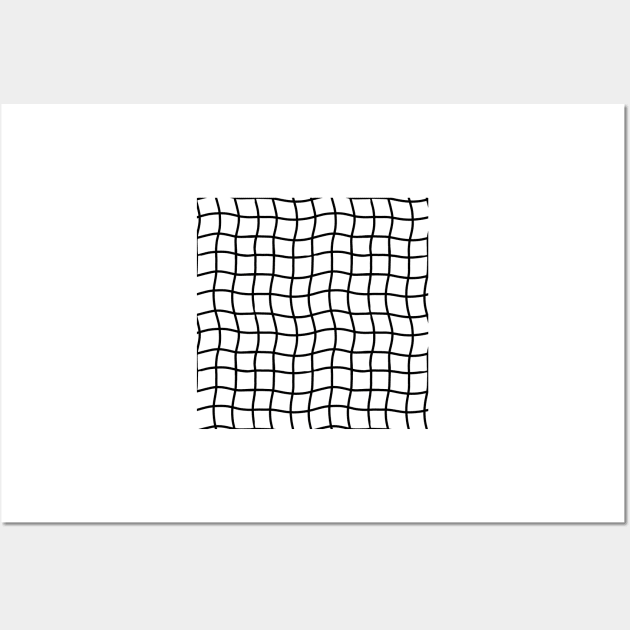 Minimal Abstract Squiggle Grid - Black Wall Art by JuneNostalgia